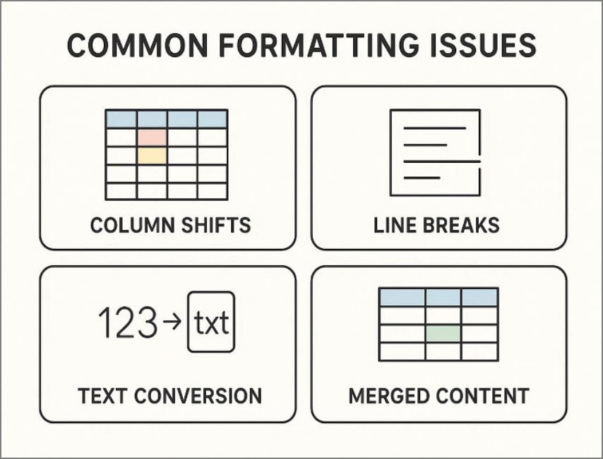common formatting issues during copying data